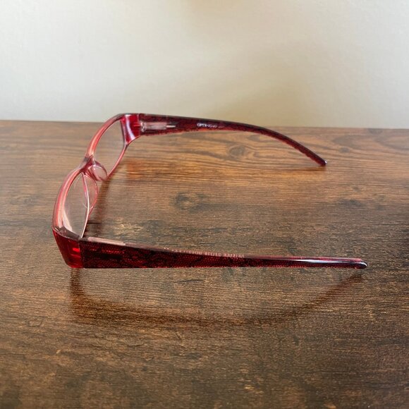 OptiX 20/20 Women’s Red Snake Pattern Rectangle Eyeglass Frames Only 53-15-140 - Picture 2 of 7
